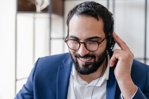 Businessman in a video call