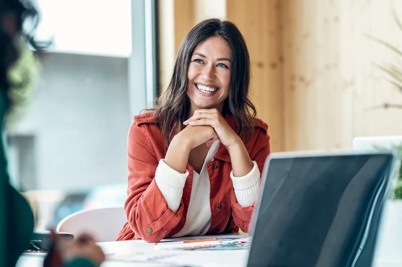 Smiling female business analyst